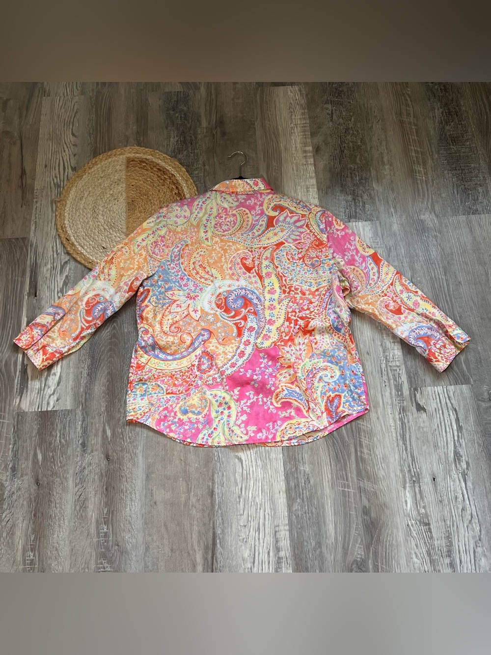 LAUREN RALPH LAUREN Paisley Print Button Down 3/4 Sleeve Womens Shirt - Picture 6 of 7